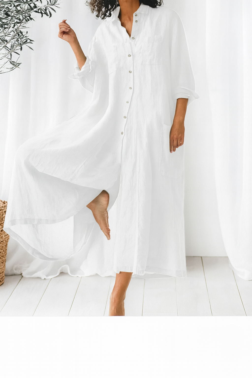 Oversized Dames Zomerse Jumpsuit Met Knoopsluiting En Wijde Pijpen