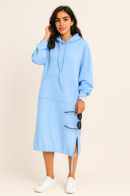 Winter Hoodie Jurk Vrouwen midi capuchon