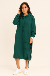 Robe sweat à capuche d'hiver midi pour femmes