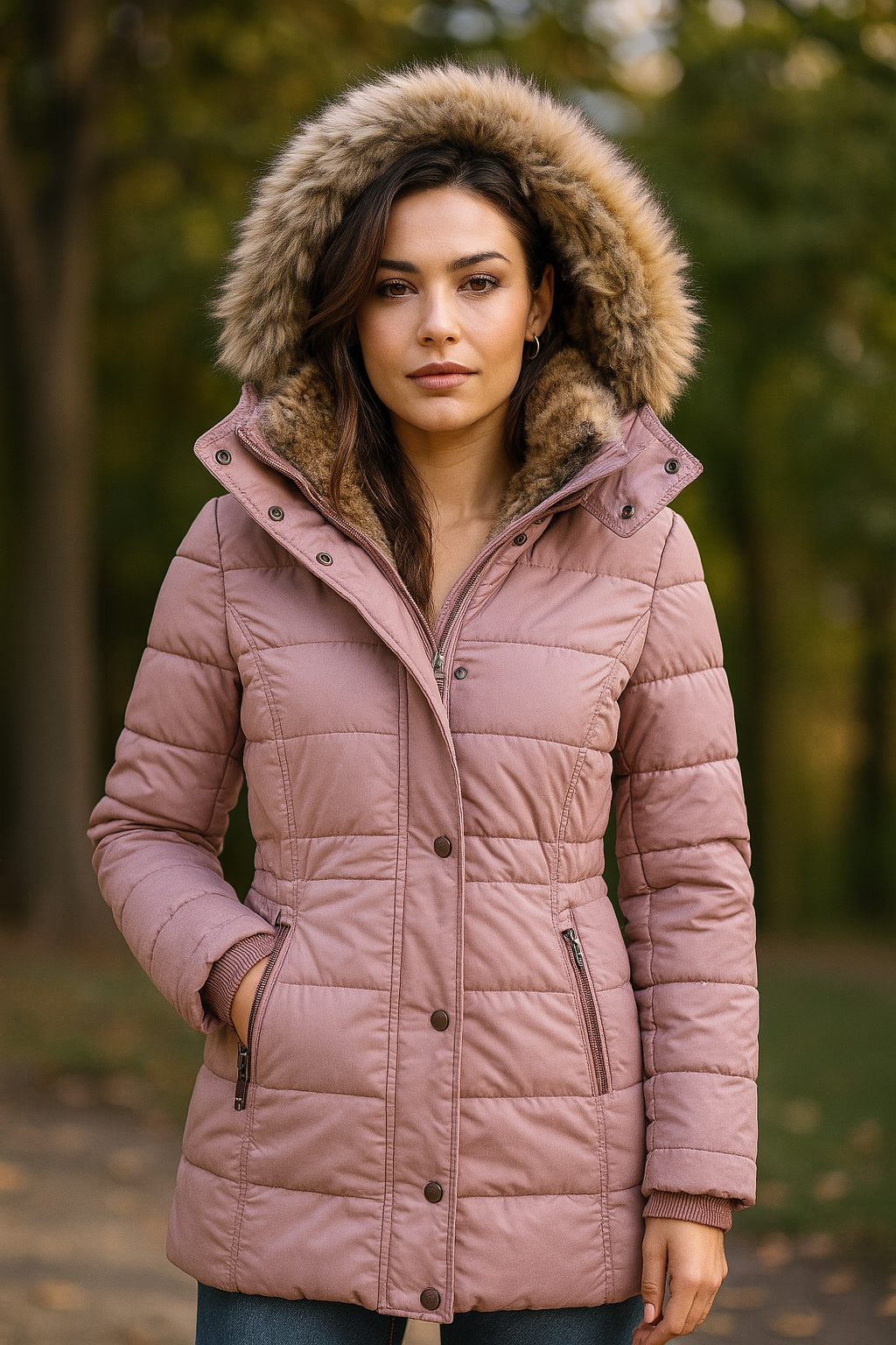 Winter Puffer Jacket Vrouwen Warme Imitatiebont Capuchon