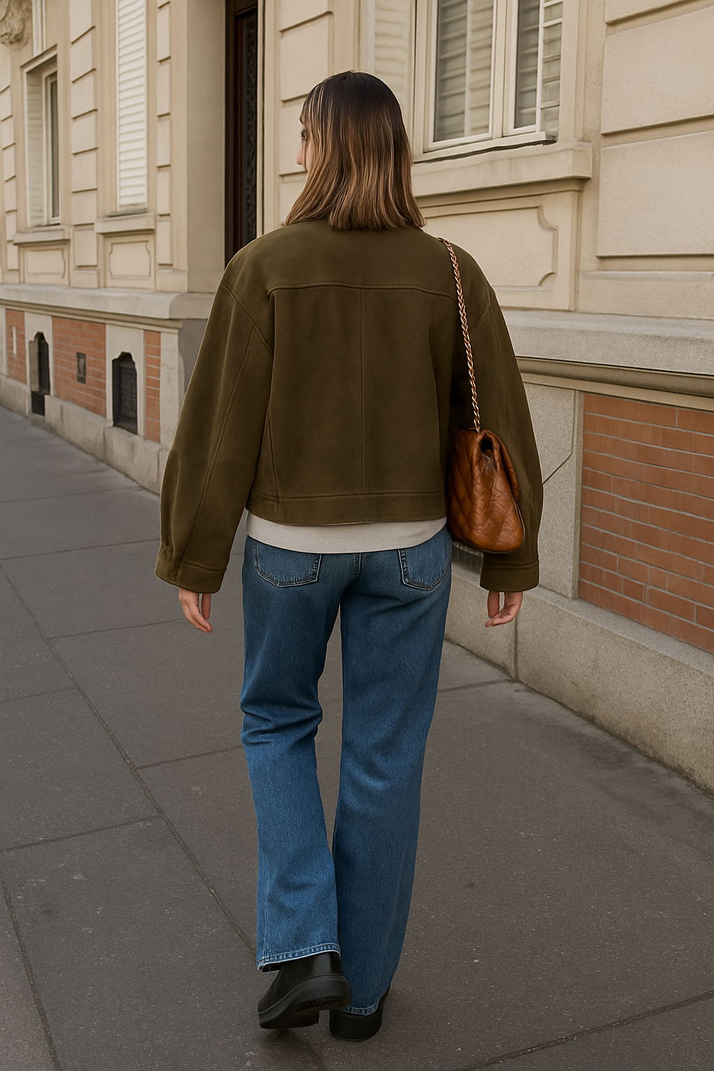 Manteau oversize en suède pour femme, élégant, avec col et fermeture à boutons-pression