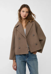 Jitske - Elegancka krótka kurtka peacoat z podwójnym zapięciem na guziki