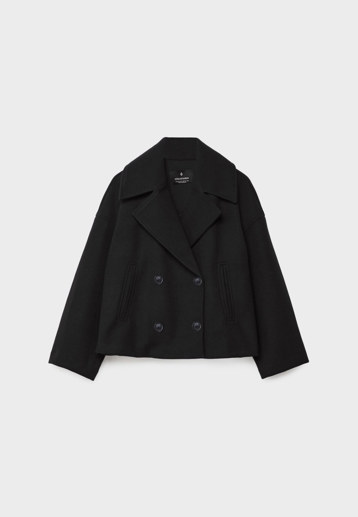 Jitske - Elegancka krótka kurtka peacoat z podwójnym zapięciem na guziki
