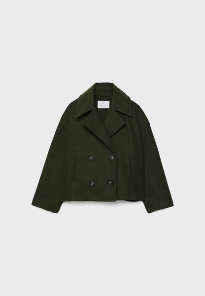 Jitske - Chique Korte Peacoat Jas met Dubbele Knoopsluiting
