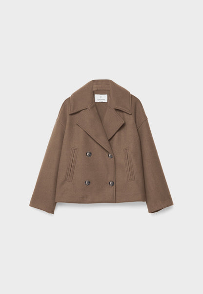 Jitske - Chique Korte Peacoat Jas met Dubbele Knoopsluiting