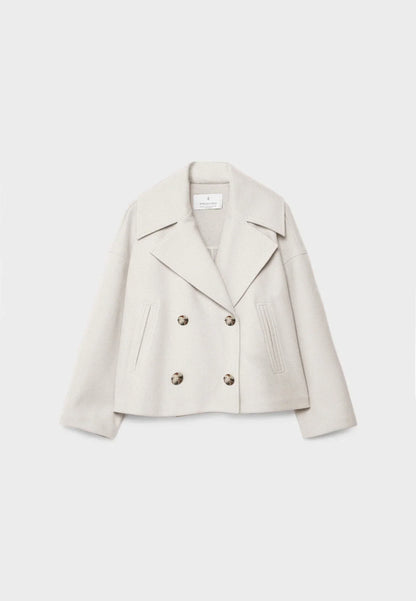 Jitske - Chique Korte Peacoat Jas met Dubbele Knoopsluiting