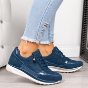 Comfortable Women's Sneakers with Zipper and Lace Closure