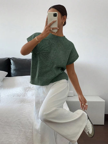 Gebreide Dames Trui Top en Hoge Hals Mouwloos en Zachte Stof