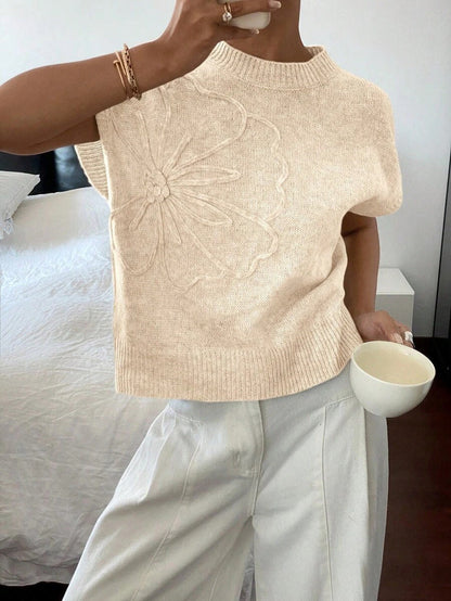 Gebreide Dames Trui Top en Hoge Hals Mouwloos en Zachte Stof