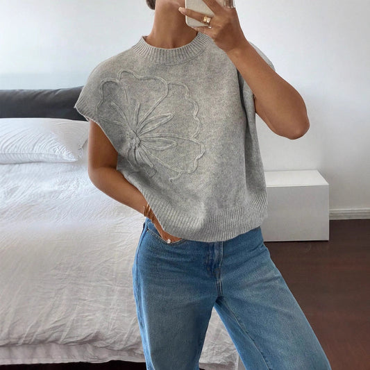 Gebreide Dames Trui Top en Hoge Hals Mouwloos en Zachte Stof