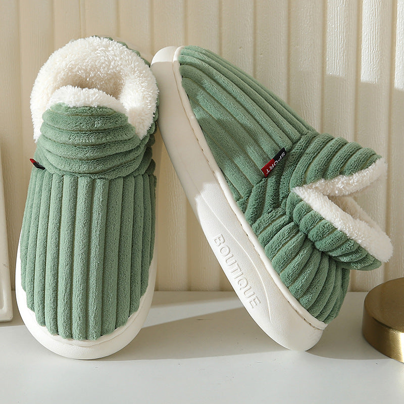 Winter Comfortable Ribbed Slippers for Women