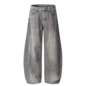 Glitter Baggy Jeans for Women with High Waist