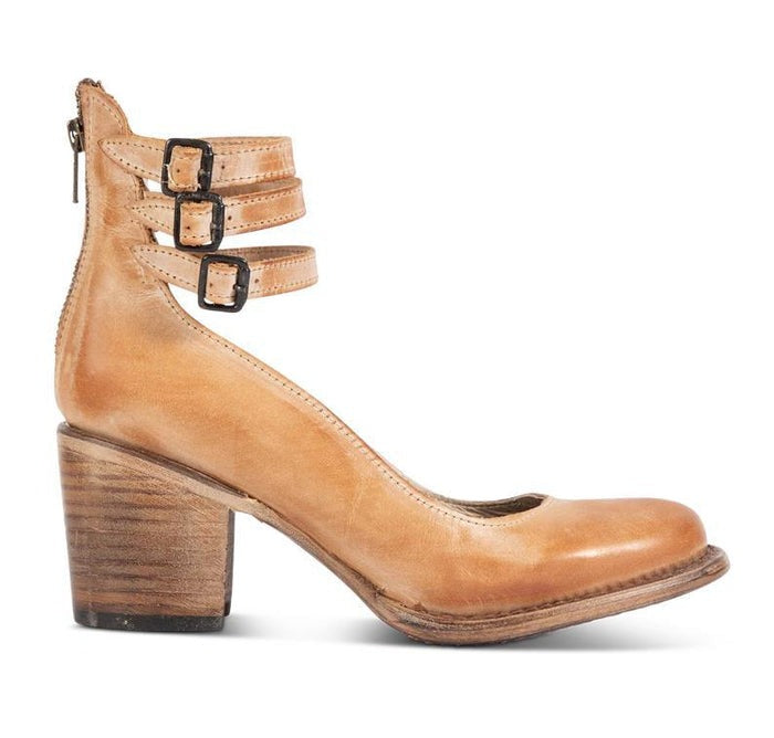 Vintage Women's Pumps with Strap Buckles and Block Heel