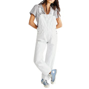 Denim Overalls with Straight Legs and Pockets for Women