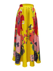 Maxirock Damen mit Hoher Taille und Blumenprint – Agatha 1