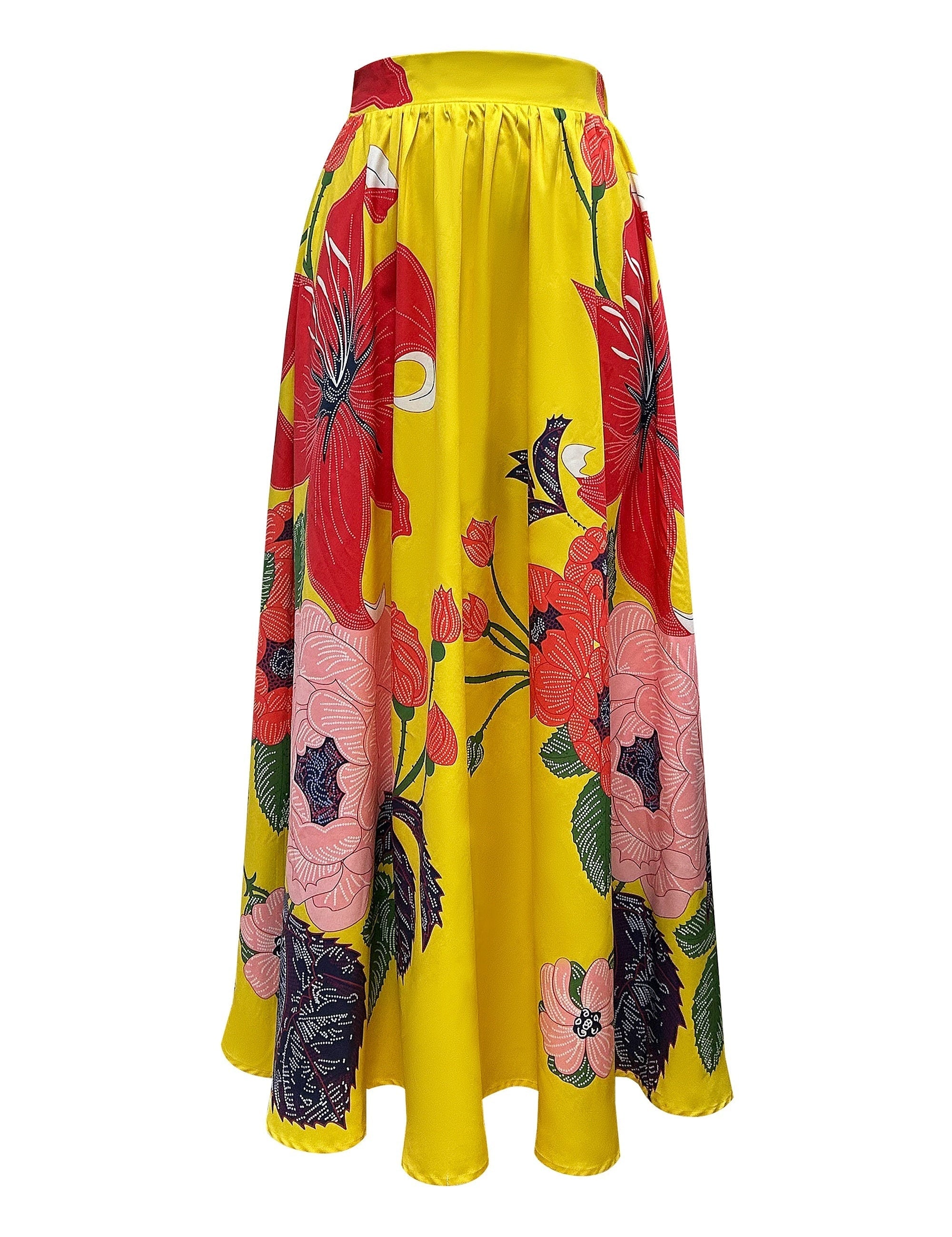 Maxirock Damen mit Hoher Taille und Blumenprint – Agatha 1