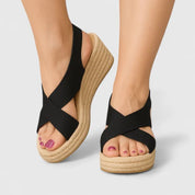 Women's Sandals with Cross Straps and Wedge Heel