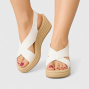 Women's Sandals with Cross Straps and Wedge Heel