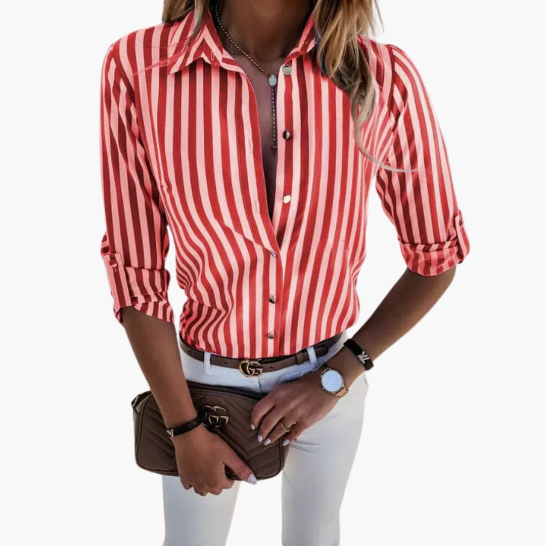 Damesblouse | Verticaal Streeppatroon & Verfijnd Klassiek Design