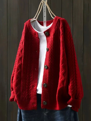 Damski Sweter Oversize z Warkoczowym Splotem Luźny Kardigan na Co Dzień 1