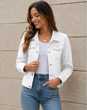 Dames Denim Jack Met Knoopsluiting En Borstzakken
