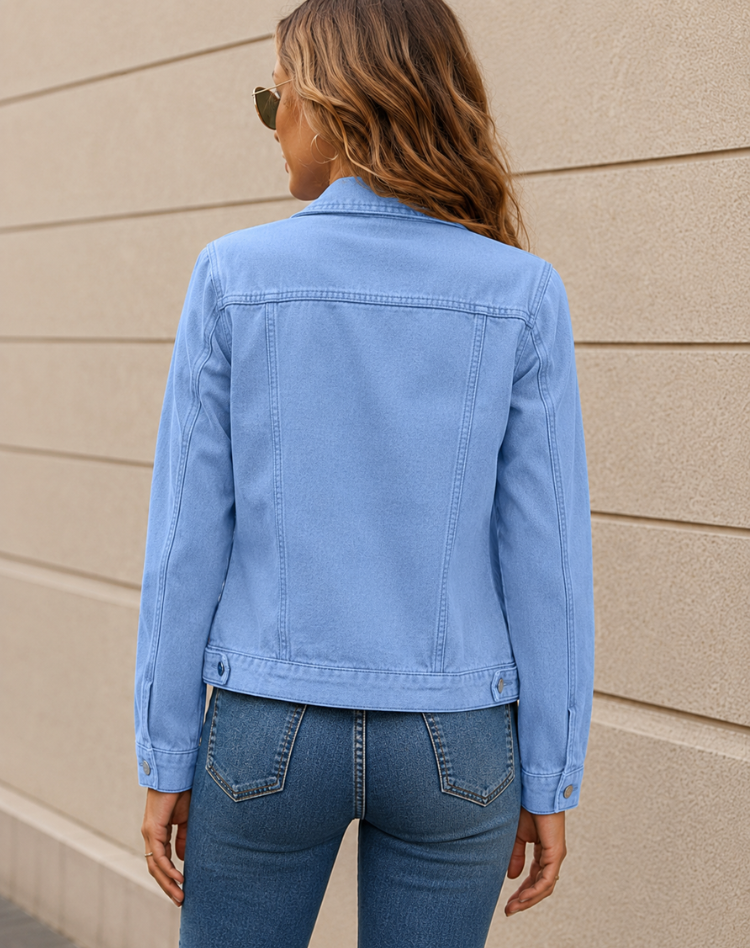 Dames Denim Jack Met Knoopsluiting En Borstzakken