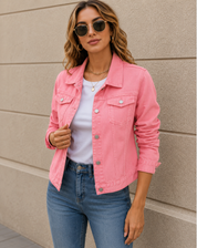 Dames Denim Jack Met Knoopsluiting En Borstzakken