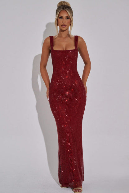 Luxe Avondjurk Maxi voor Vrouwen met Schouderbandjes