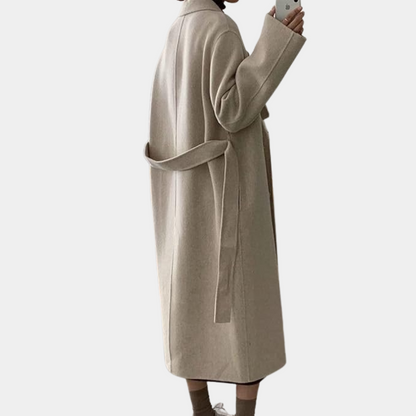 Winter Lange Manteljas voor Vrouwen met Ceintuur en Oversized Pasvorm