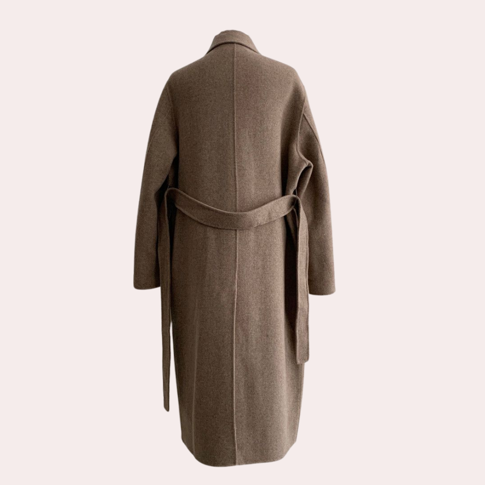 Winter Lange Manteljas voor Vrouwen met Ceintuur en Oversized Pasvorm