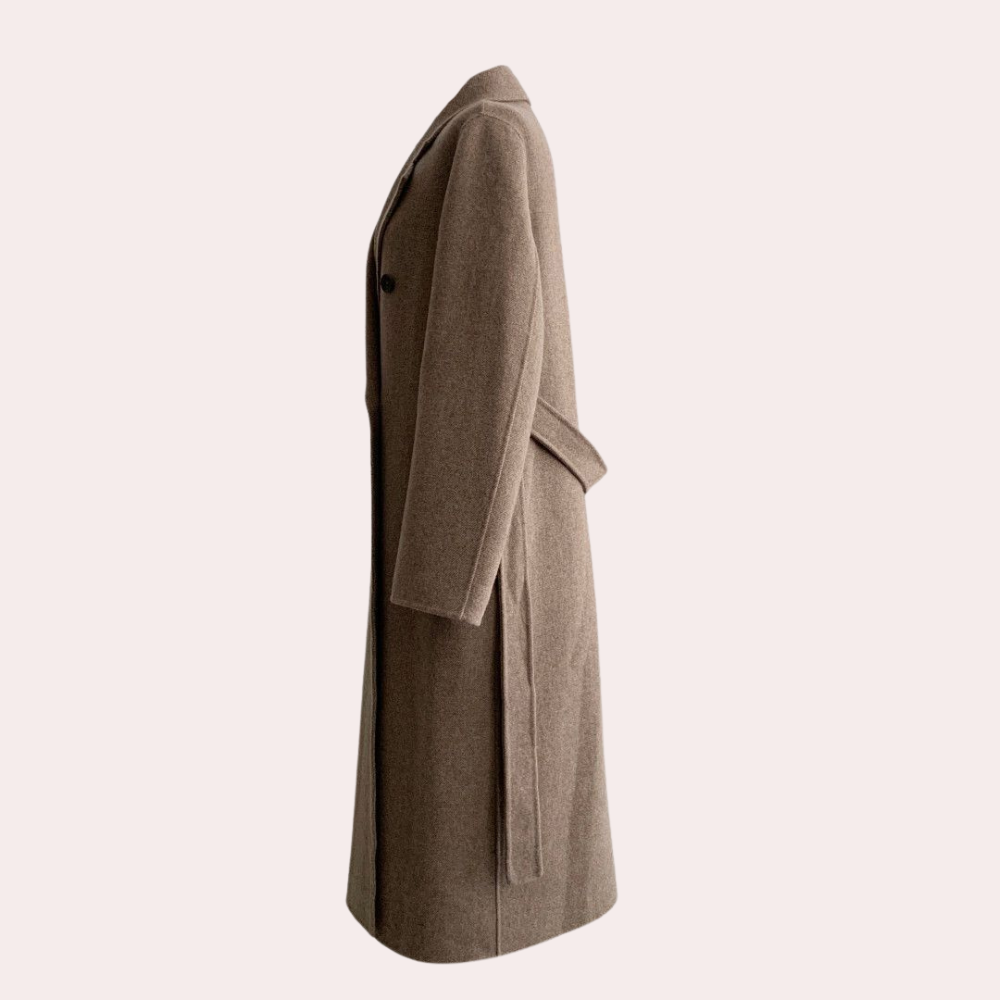 Winter Lange Manteljas voor Vrouwen met Ceintuur en Oversized Pasvorm