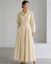 Women's Elegant Maxi Shirt Dress with Long Sleeves