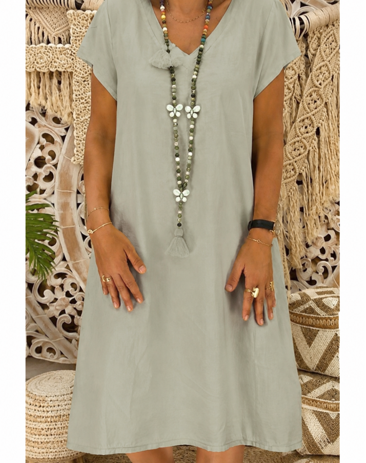 Women's Dress with V-Neck and Airy Fabric