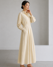 Women's Elegant Maxi Shirt Dress with Long Sleeves