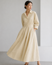 Women's Elegant Maxi Shirt Dress with Long Sleeves