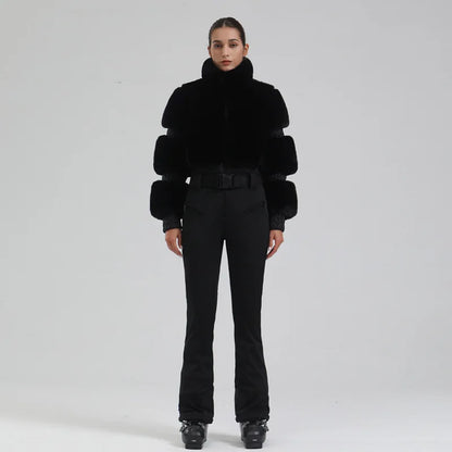 Luxe Dames Skianzug met Faux Fur Kraag en Isolerende Voering