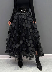 Elegant Festive Maxi Skirt with 3D Appliqués and Tulle