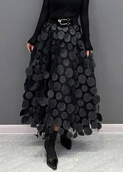 Elegant Festive Maxi Skirt with 3D Appliqués and Tulle