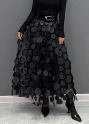 Elegant Festive Maxi Skirt with 3D Appliqués and Tulle