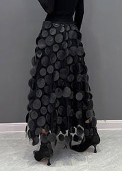 Elegant Festive Maxi Skirt with 3D Appliqués and Tulle
