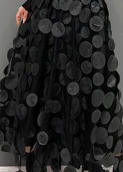 Elegant Festive Maxi Skirt with 3D Appliqués and Tulle
