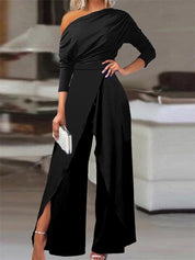 Elegant One Shoulder Jumpsuit with Split Legs