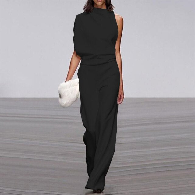 Dames Jumpsuit Met Hoge Hals En Open Rug