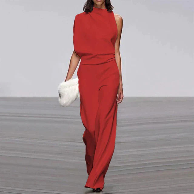 Dames Jumpsuit Met Hoge Hals En Open Rug