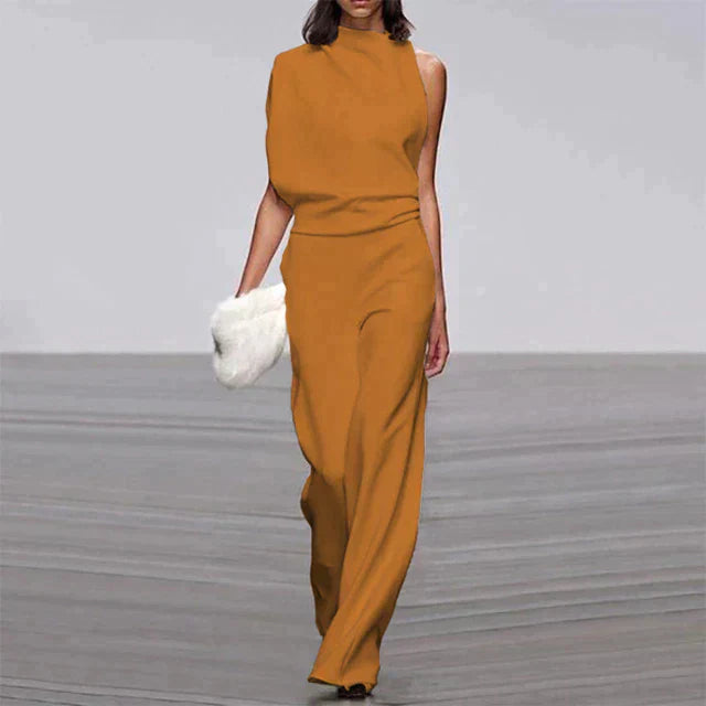 Dames Jumpsuit Met Hoge Hals En Open Rug