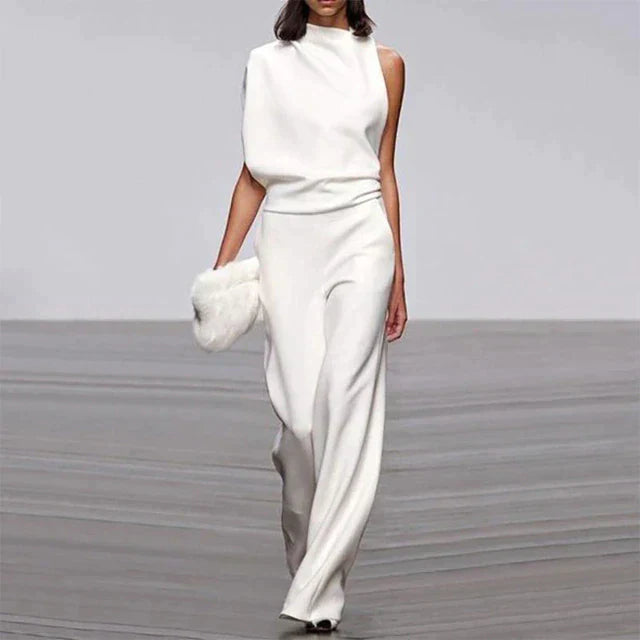 Dames Jumpsuit Met Hoge Hals En Open Rug