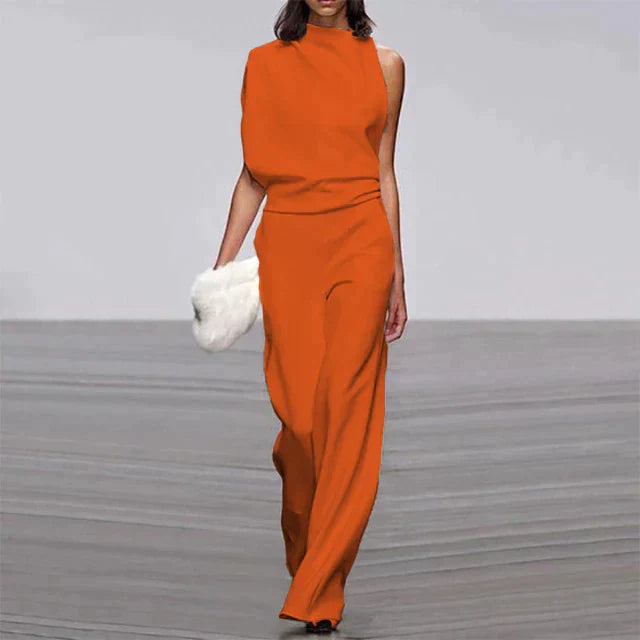 Dames Jumpsuit Met Hoge Hals En Open Rug