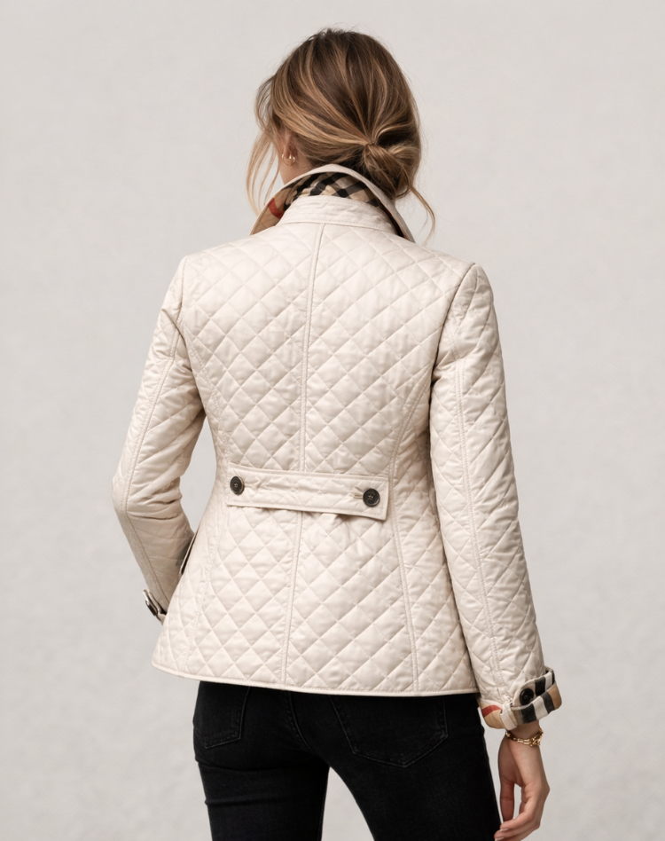 Elegante Gewatteerde Jas Met Knoopsluiting En Getailleerde Pasvorm Voor Dames