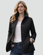 Elegante Gewatteerde Jas Met Knoopsluiting En Getailleerde Pasvorm Voor Dames