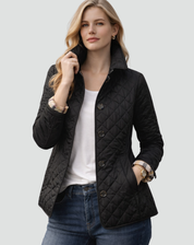 Elegante Gewatteerde Jas Met Knoopsluiting En Getailleerde Pasvorm Voor Dames